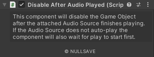 "Disable After Audio Played"