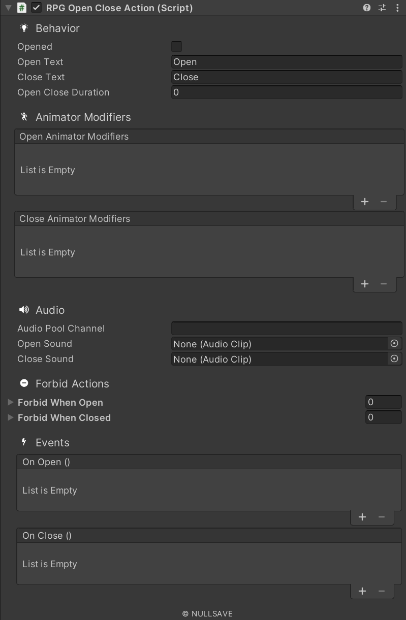 "RPG Open Close Action"