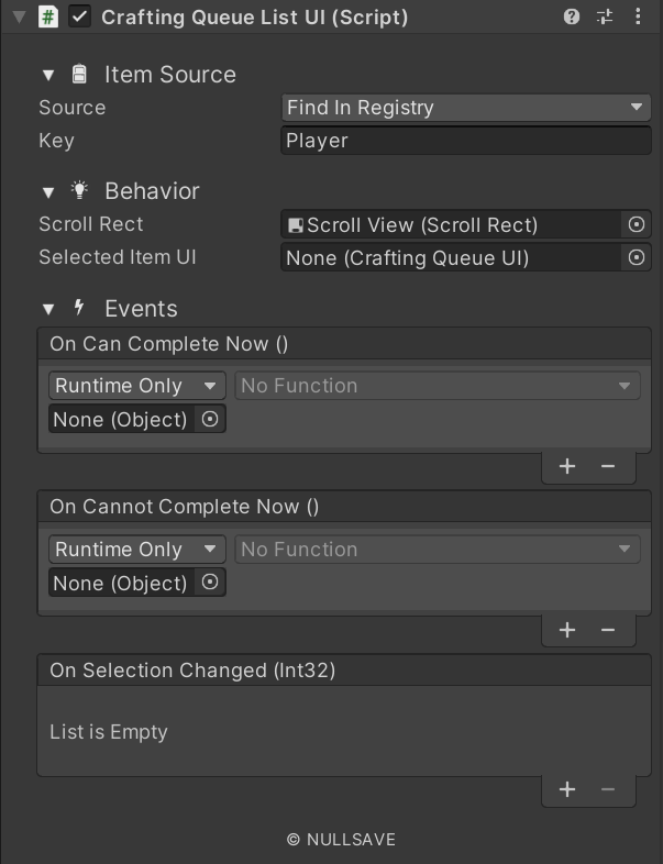 "Crafting Queue List UI"