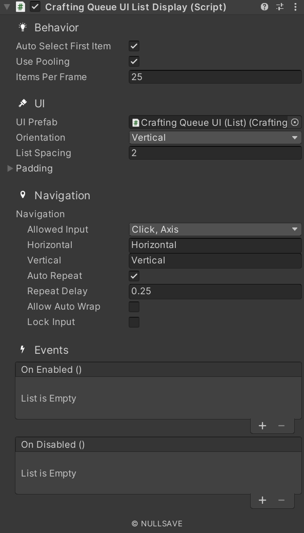 "Crafting Queue UI List Display"
