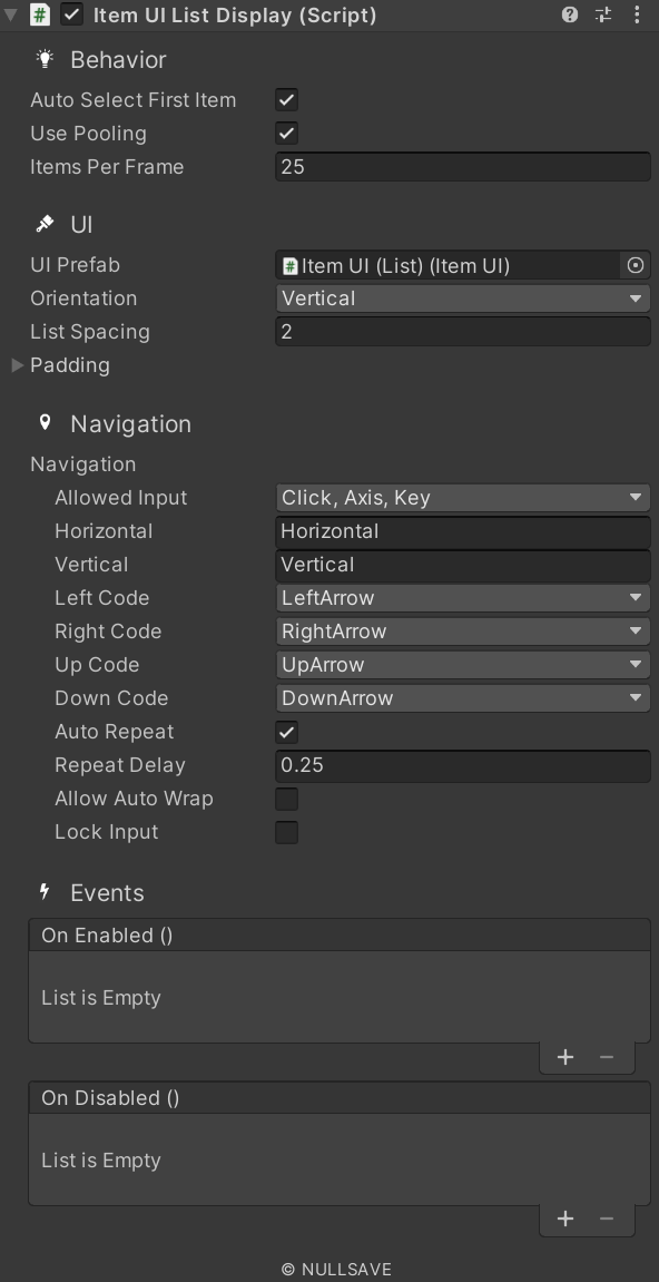 "Item UI List Display"