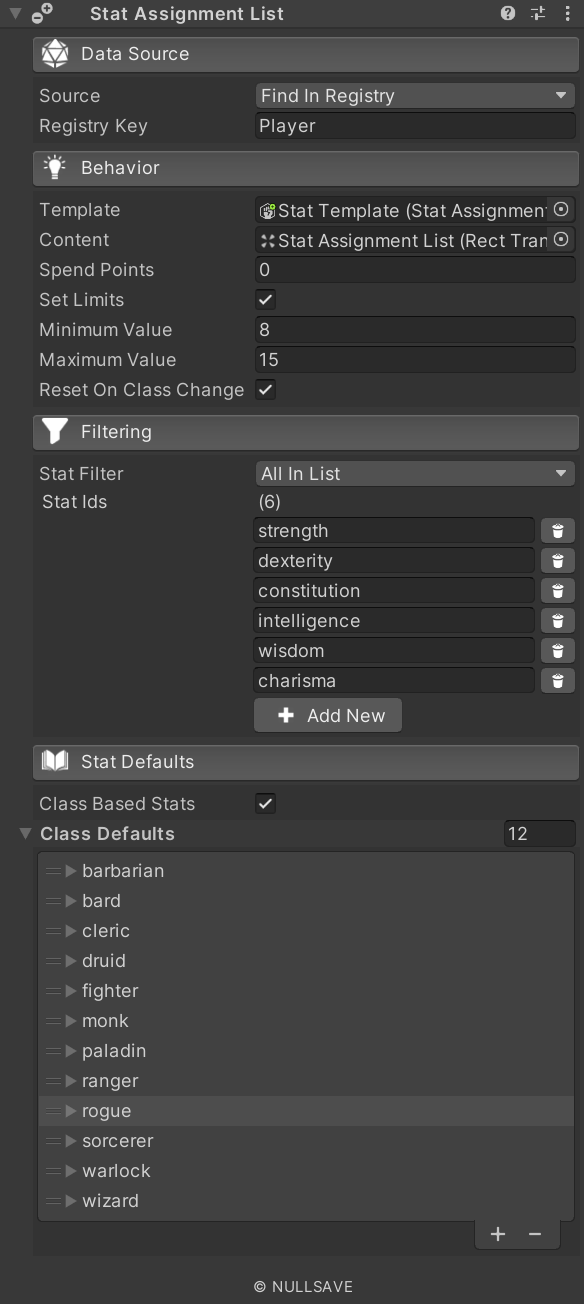 "Stat Assignment List"